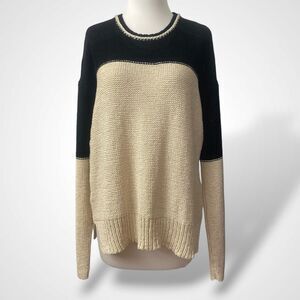JAMES PERSE Women Cotton Linen Blend Knit Sweater Size 2 (M, L) Beige Black
